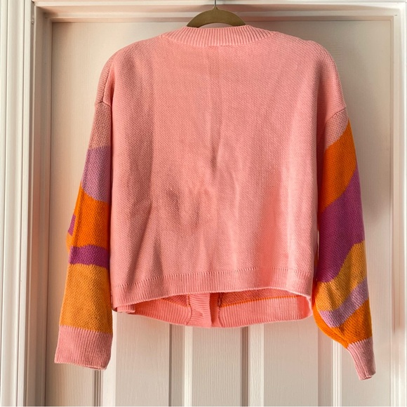 Pink, Purple, and Orange Wavy Print Oversized Cardigan - Picture 3 of 3